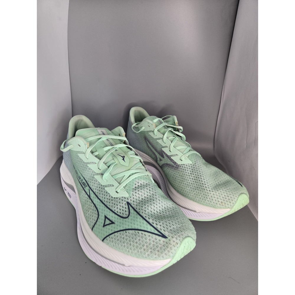 Mizuno Wave Rebellion Flash 2 Mint Green Dark Navy J1GC243581 Men's Size 13
